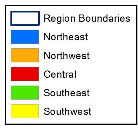 Map legend showing what each region color represents